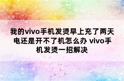 我的vivo手机发烫早上充了两天电还是开不了机怎么办 vivo手机发烫一招解决